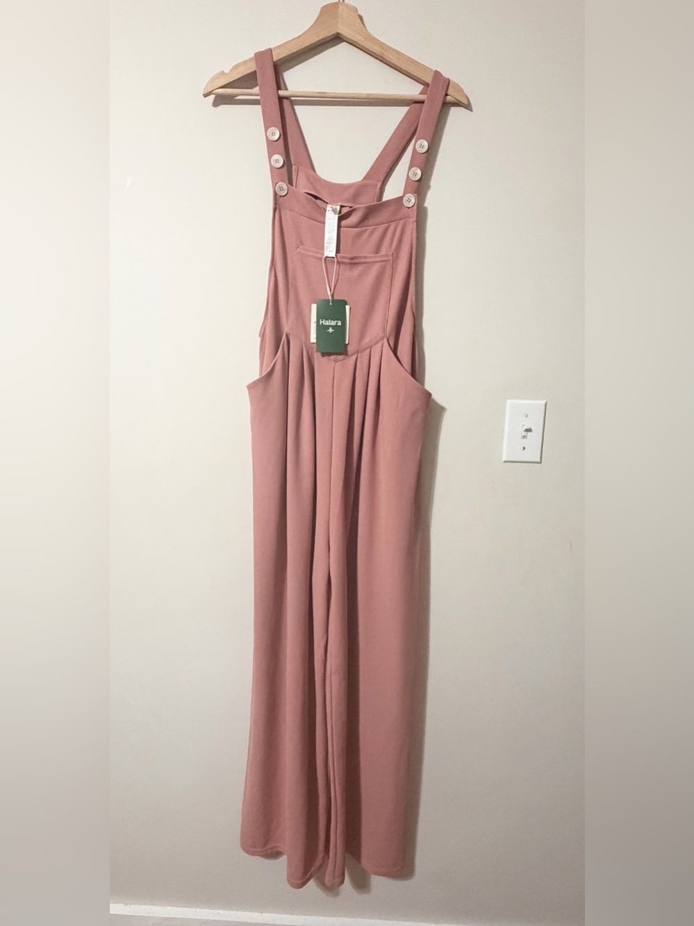 HALARA NWT Dusty Rose Wide-Leg Jumpsuit Overalls size Medium